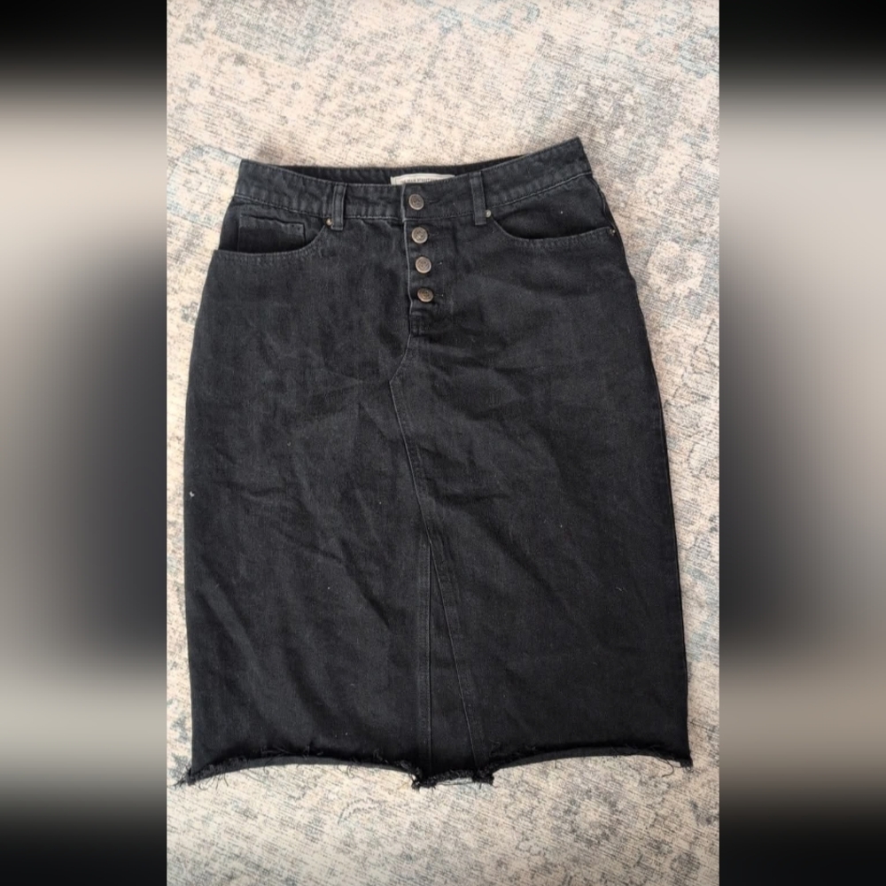 Classic Black Denim Skirt